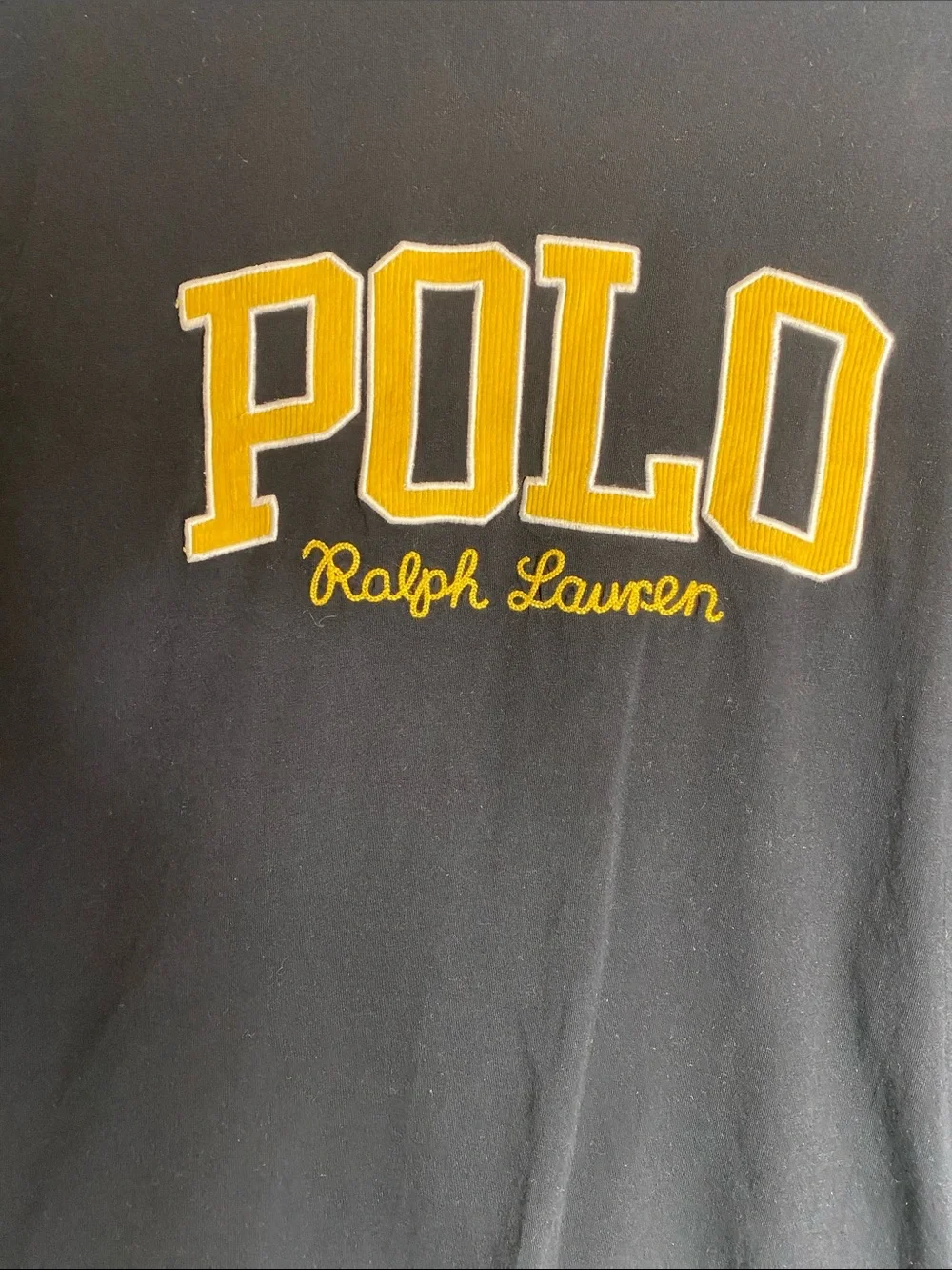 Polo by Ralph Lauren Black T-Shirt with Yellow Gold Lettering